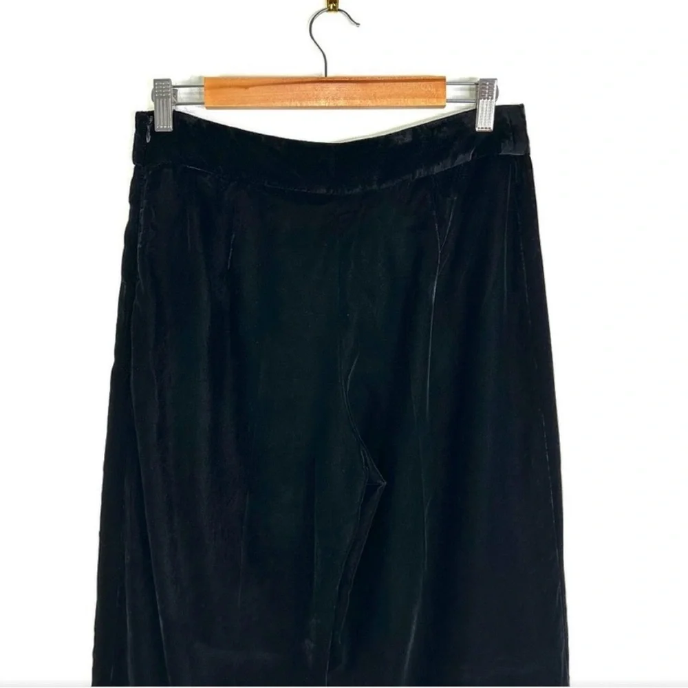 Zara NWT velvet velour black wide leg trouser pants side zip closure